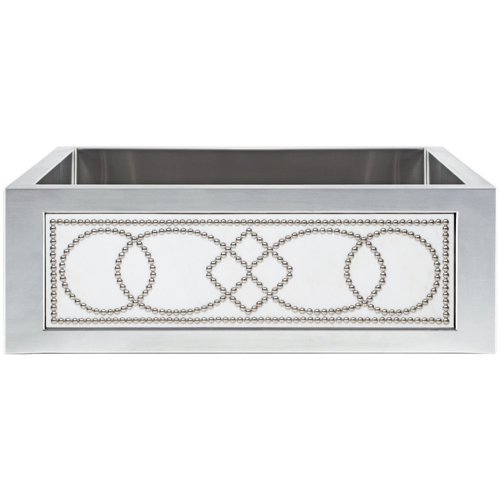 Linkasink Kitchen Farmhouse Sinks - C070-30-SS Stainless Steel Inset Apron Front Sink - Hand Hammered - PNL303 -White Marble